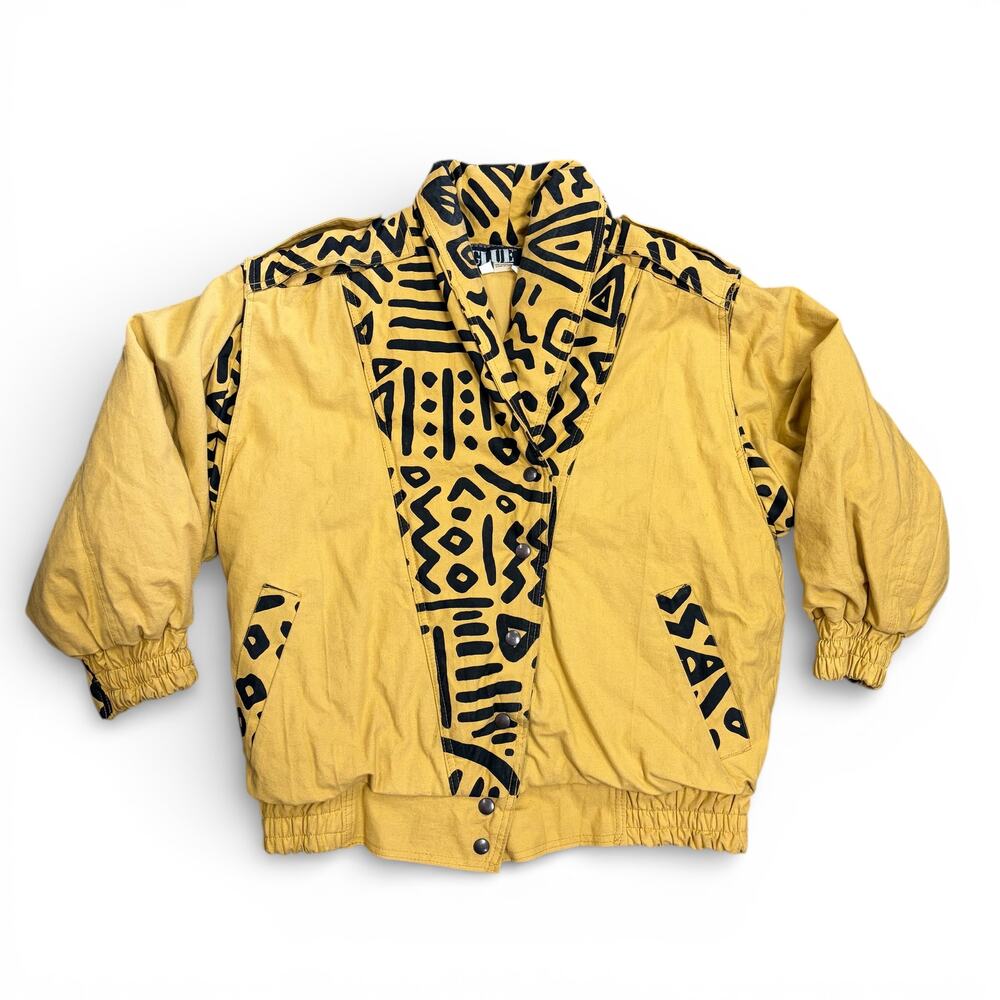 Vintage 80s/90s GLUE Yellow & Black Bomber Jacket Small